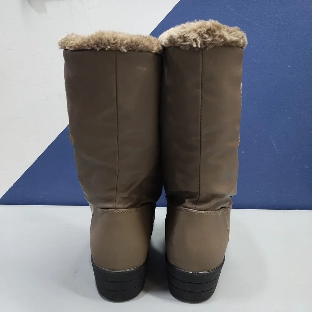Judith Sport Snowflake 2 Winter Boots Womens US 10M Brown Faux Fur Lined Zip Up
